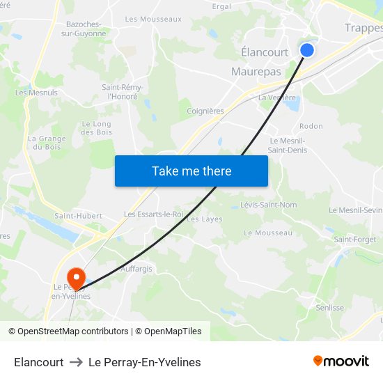 Elancourt to Le Perray-En-Yvelines map