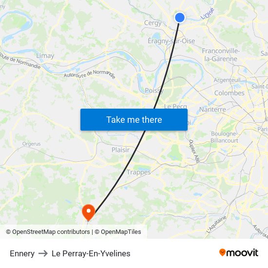 Ennery to Le Perray-En-Yvelines map