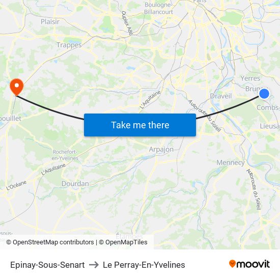 Epinay-Sous-Senart to Le Perray-En-Yvelines map
