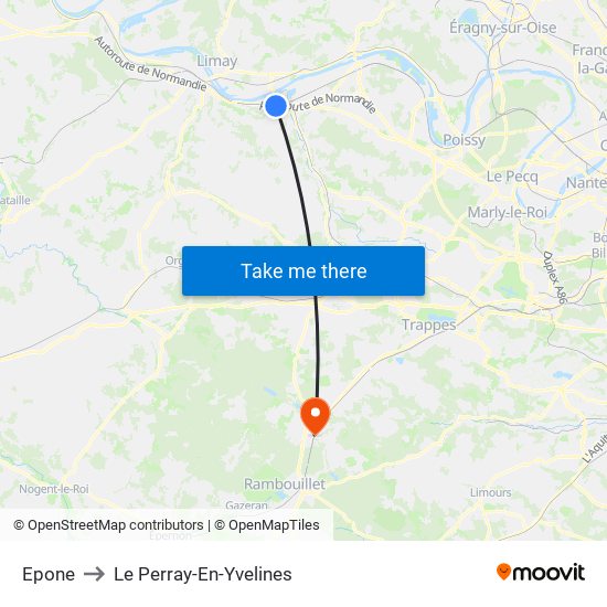 Epone to Le Perray-En-Yvelines map