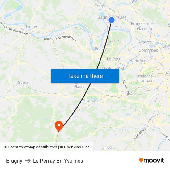 Eragny to Le Perray-En-Yvelines map