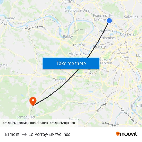 Ermont to Le Perray-En-Yvelines map