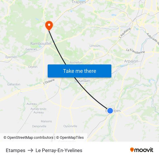 Etampes to Le Perray-En-Yvelines map