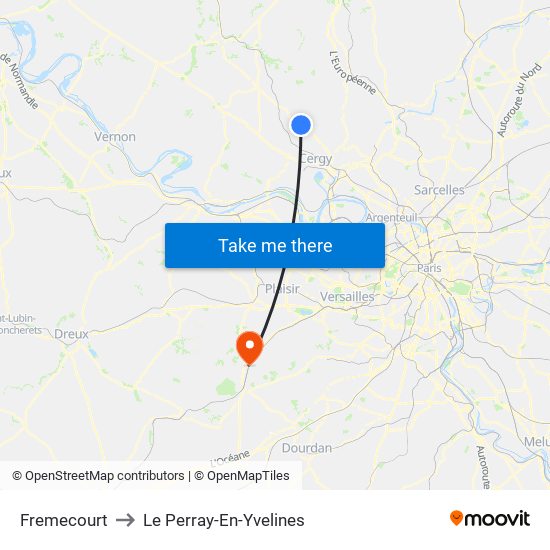 Fremecourt to Le Perray-En-Yvelines map