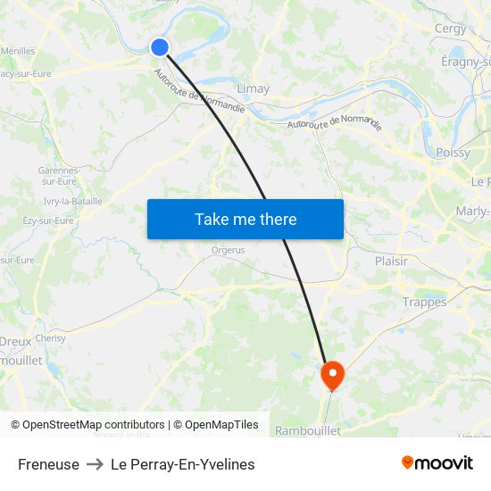 Freneuse to Le Perray-En-Yvelines map