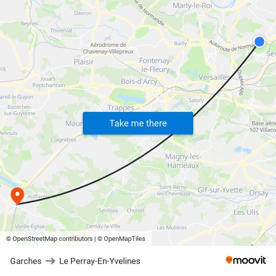 Garches to Le Perray-En-Yvelines map