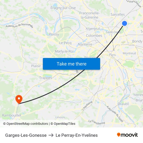 Garges-Les-Gonesse to Le Perray-En-Yvelines map