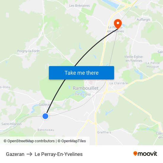Gazeran to Le Perray-En-Yvelines map