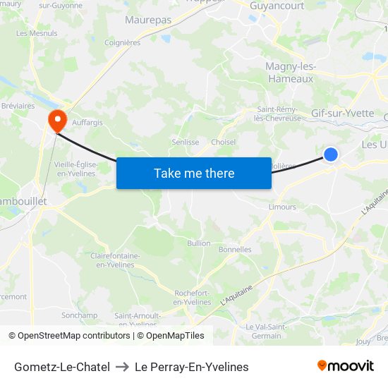 Gometz-Le-Chatel to Le Perray-En-Yvelines map