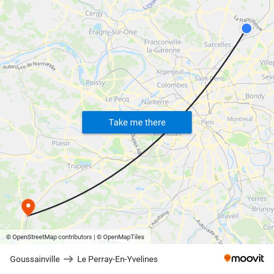 Goussainville to Le Perray-En-Yvelines map