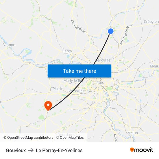 Gouvieux to Le Perray-En-Yvelines map