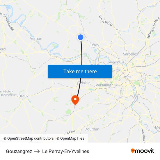 Gouzangrez to Le Perray-En-Yvelines map