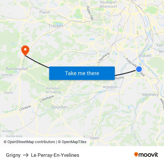Grigny to Le Perray-En-Yvelines map