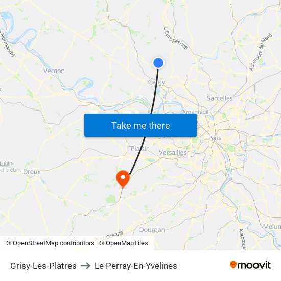 Grisy-Les-Platres to Le Perray-En-Yvelines map