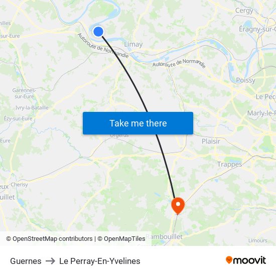 Guernes to Le Perray-En-Yvelines map