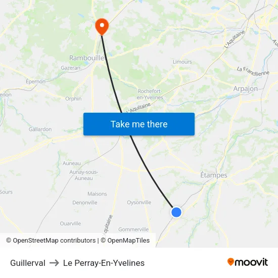 Guillerval to Le Perray-En-Yvelines map