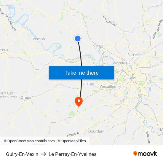 Guiry-En-Vexin to Le Perray-En-Yvelines map