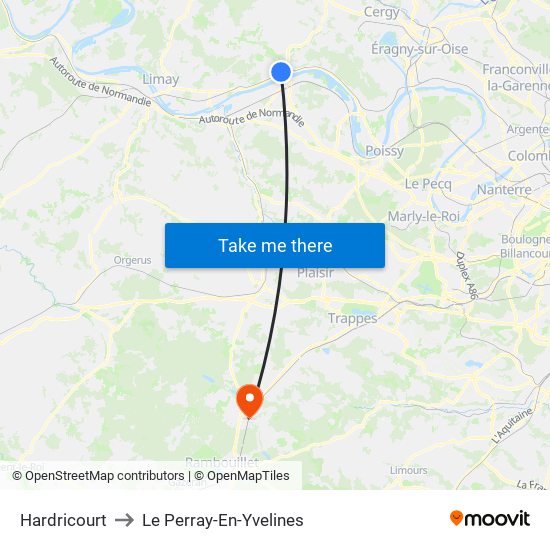 Hardricourt to Le Perray-En-Yvelines map