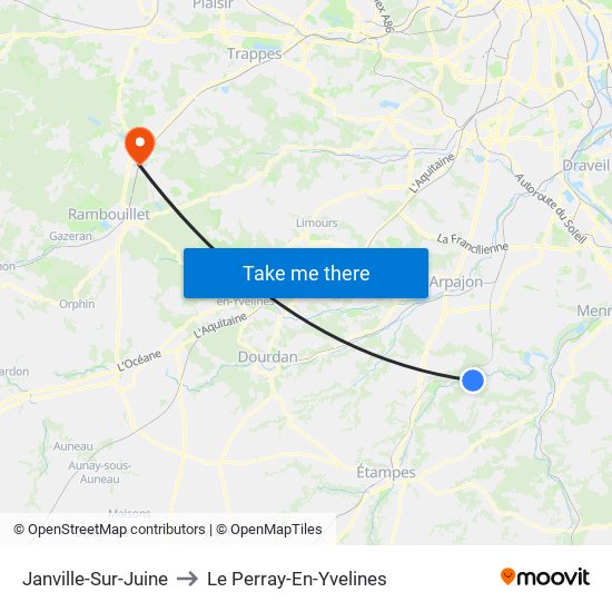 Janville-Sur-Juine to Le Perray-En-Yvelines map