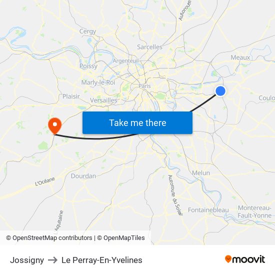 Jossigny to Le Perray-En-Yvelines map
