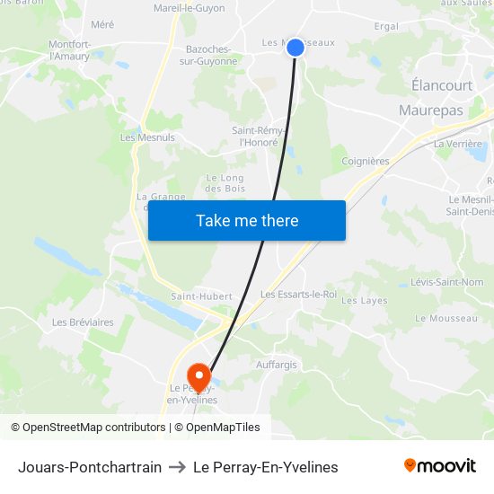Jouars-Pontchartrain to Le Perray-En-Yvelines map