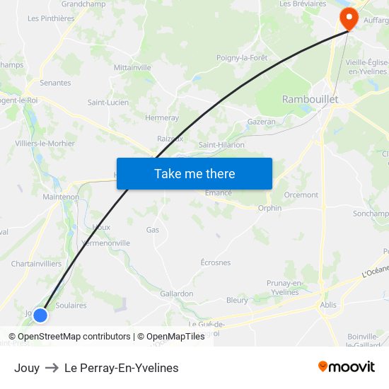 Jouy to Le Perray-En-Yvelines map