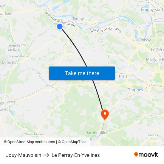 Jouy-Mauvoisin to Le Perray-En-Yvelines map