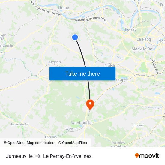 Jumeauville to Le Perray-En-Yvelines map