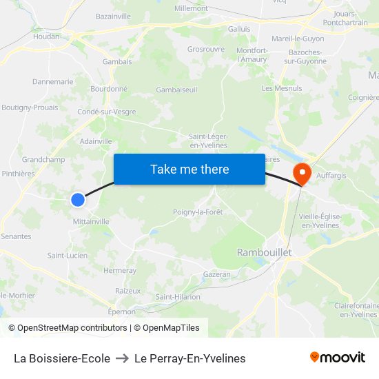 La Boissiere-Ecole to Le Perray-En-Yvelines map