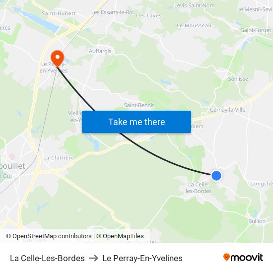 La Celle-Les-Bordes to Le Perray-En-Yvelines map