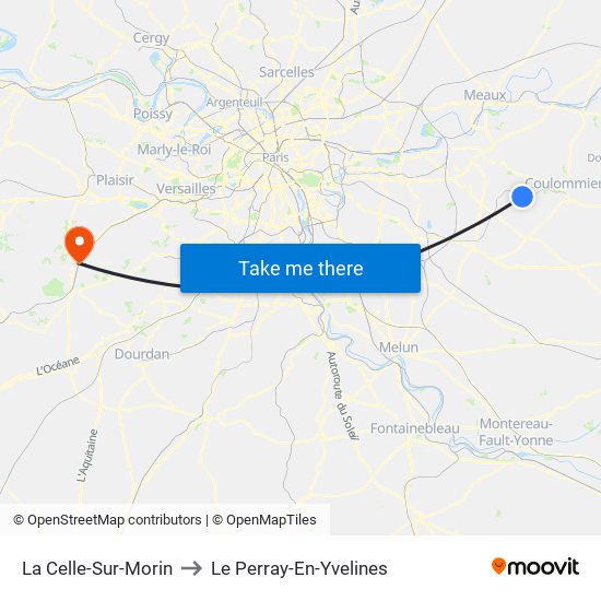La Celle-Sur-Morin to Le Perray-En-Yvelines map