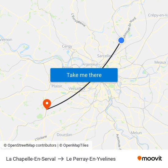 La Chapelle-En-Serval to Le Perray-En-Yvelines map