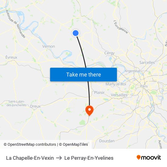La Chapelle-En-Vexin to Le Perray-En-Yvelines map