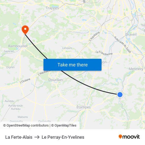 La Ferte-Alais to Le Perray-En-Yvelines map