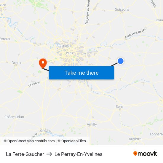 La Ferte-Gaucher to Le Perray-En-Yvelines map
