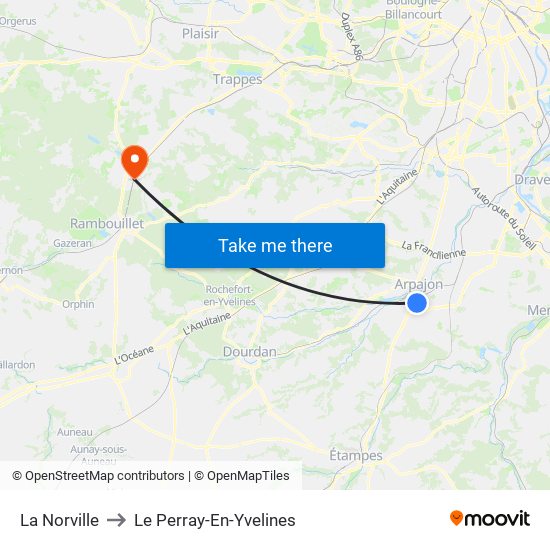 La Norville to Le Perray-En-Yvelines map