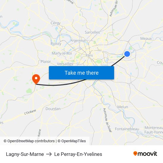 Lagny-Sur-Marne to Le Perray-En-Yvelines map