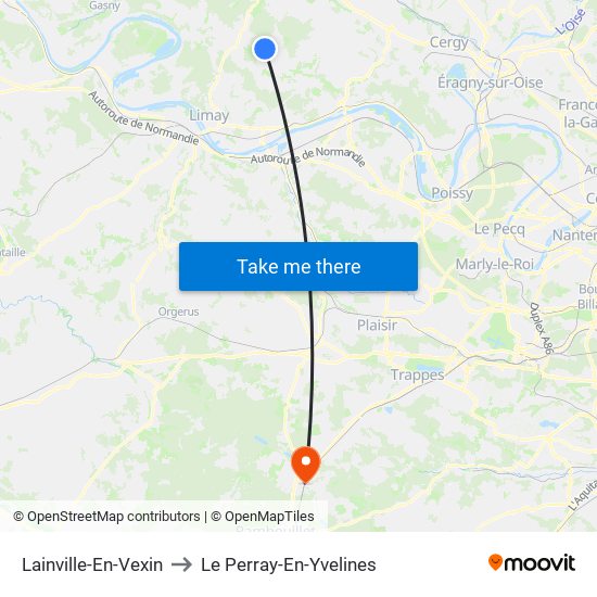 Lainville-En-Vexin to Le Perray-En-Yvelines map