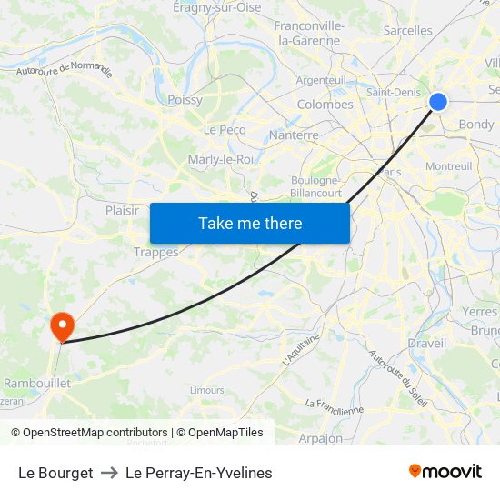 Le Bourget to Le Perray-En-Yvelines map