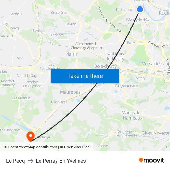 Le Pecq to Le Perray-En-Yvelines map