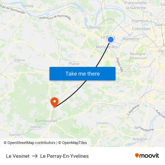 Le Vesinet to Le Perray-En-Yvelines map