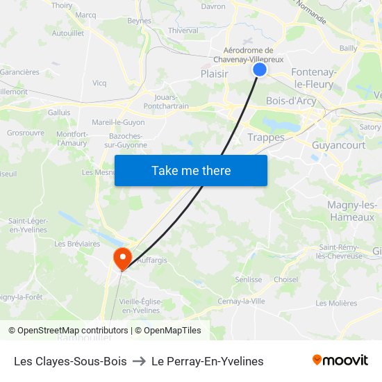 Les Clayes-Sous-Bois to Le Perray-En-Yvelines map