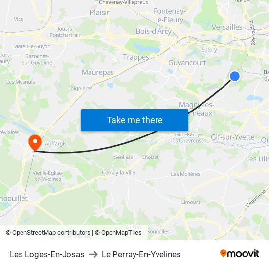 Les Loges-En-Josas to Le Perray-En-Yvelines map