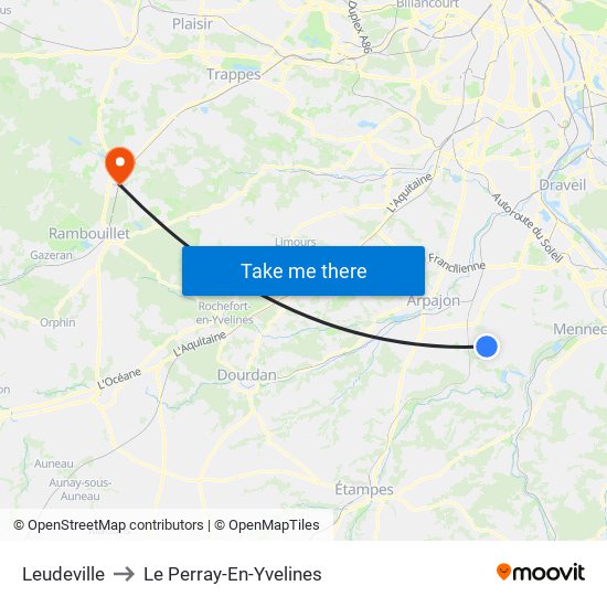 Leudeville to Le Perray-En-Yvelines map