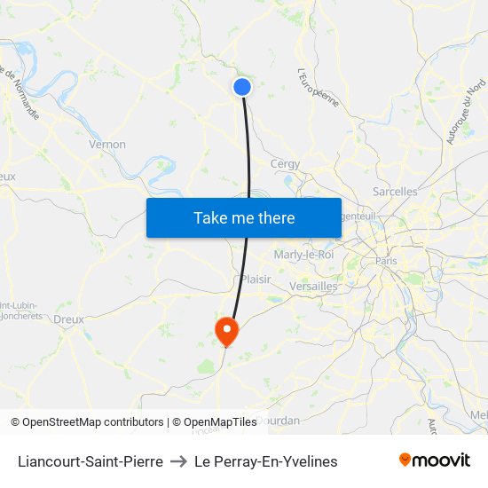 Liancourt-Saint-Pierre to Le Perray-En-Yvelines map