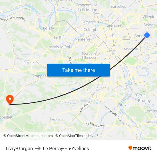 Livry-Gargan to Le Perray-En-Yvelines map