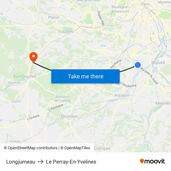 Longjumeau to Le Perray-En-Yvelines map