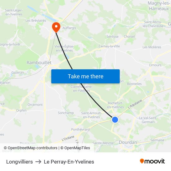 Longvilliers to Le Perray-En-Yvelines map