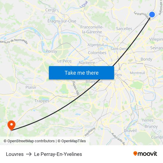Louvres to Le Perray-En-Yvelines map