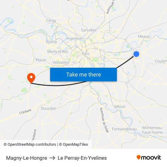 Magny-Le-Hongre to Le Perray-En-Yvelines map